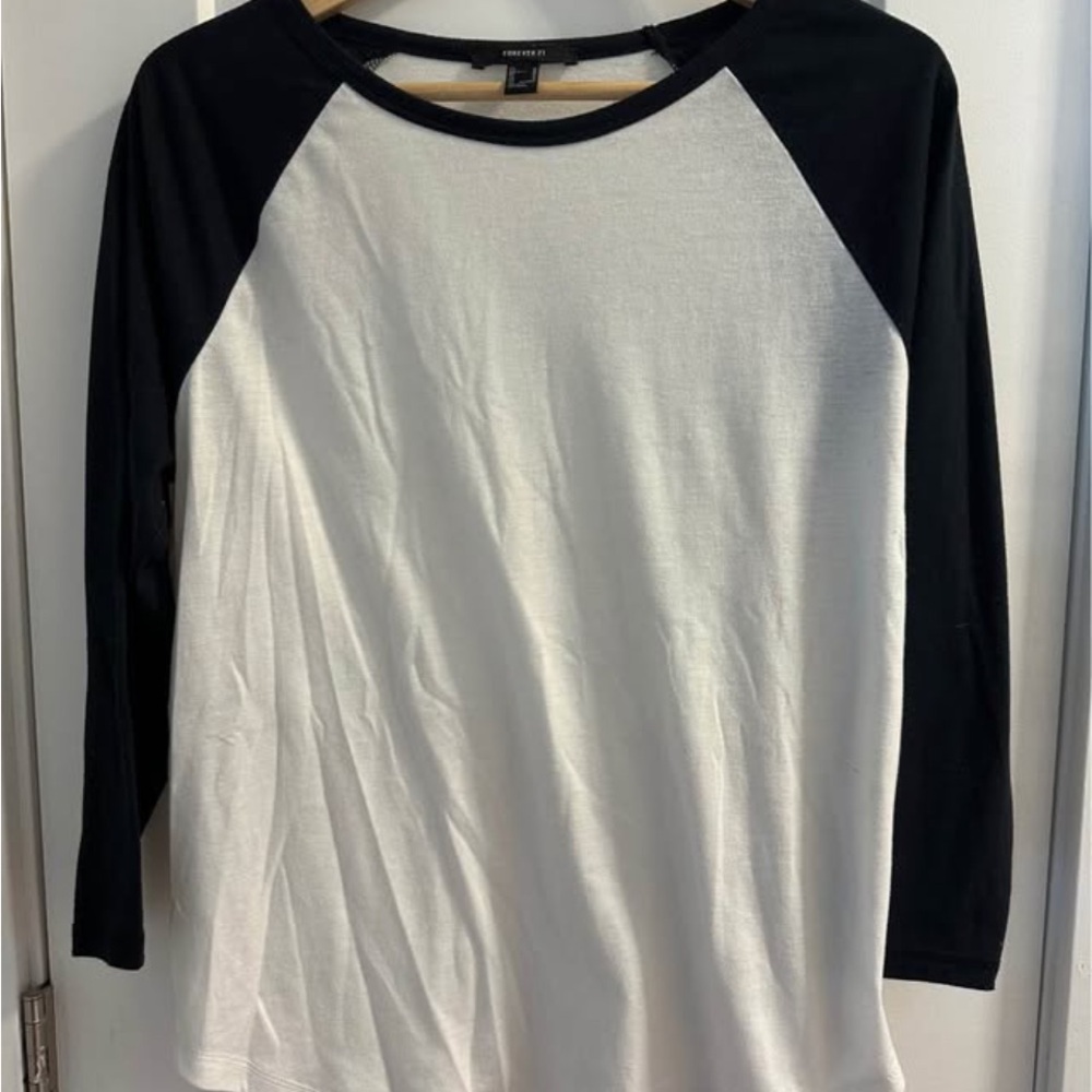 Forever 21 Black and White Raglan Long Sleeve Tee